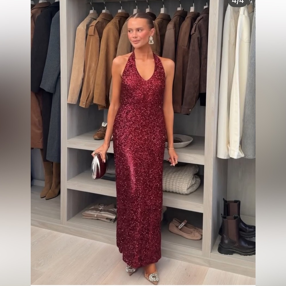 ZARA SEQUIN V NECK DRESS